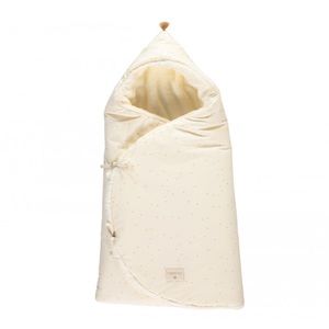 Nobodinoz Cozy 0-3M winter baby nest bag • honey sweet dots natural